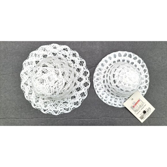 Vintage Doll Hats Lace Craft Accessories Crochet Lot Of 10 White Tan New Sinamay - Picture 5 of 7